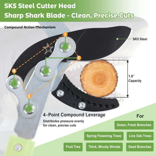 69ee2a3339f5114463b338c3efd1657d70549060b98623cee40e1.jpg Extendable Loopers for Tree Trimming, 24-42'' Heavy Duty Thick Branches Cutter Lopping Shears with SK5 Steel Blade, Pruning Shear with 1.8” Cut Capacity, Loppers with Compound Action for Gardening