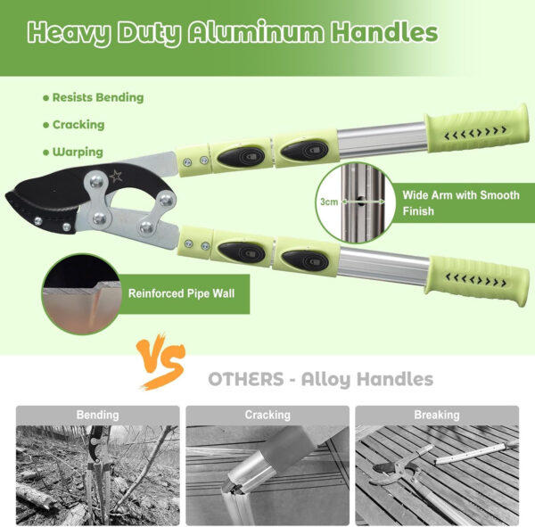 69ee2a33980f269dd93002209022980e54f2d366d5f681f34cf90.jpg Extendable Loopers for Tree Trimming, 24-42'' Heavy Duty Thick Branches Cutter Lopping Shears with SK5 Steel Blade, Pruning Shear with 1.8” Cut Capacity, Loppers with Compound Action for Gardening
